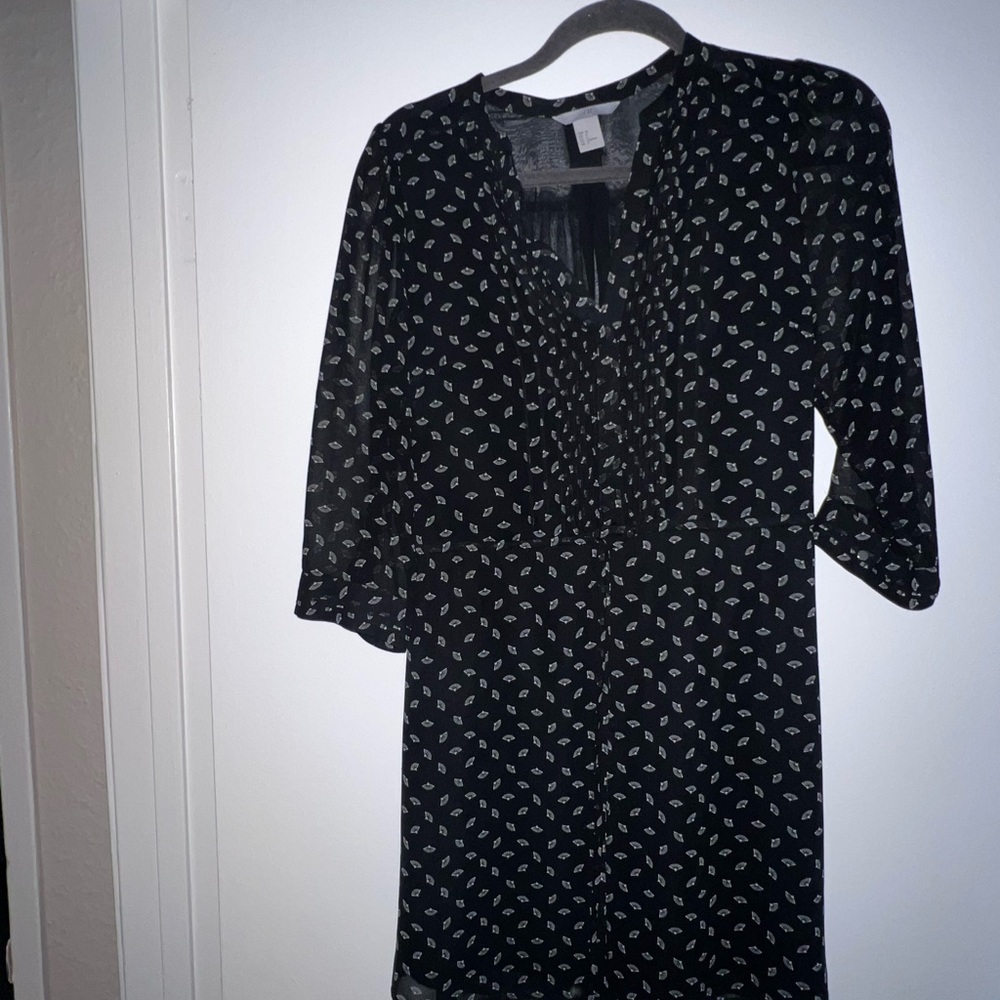 H&M fan pattern navy dress